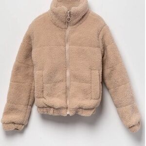 RSQ Girls Warm Sherpa Crop Puffer Jacket, Size L